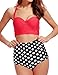 ADFOLF Retro Bikini Swimsuits For Women High Waisted Halter Push Up Bathing Suits Polka L