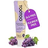 TooToo Fluoride Free Kids Toothpaste Hydroxyapatite Xylitol Grape 4.2oz | Gentle, low-foam yogurt grape toothpaste for kids, made with 5% hydroxyapatite, xylitol, and no fluoride or SLS
