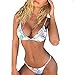 Amiley Women Printing flower Padded Bra Beach Halter Bikini two pieces Set Swimwear (S, White)