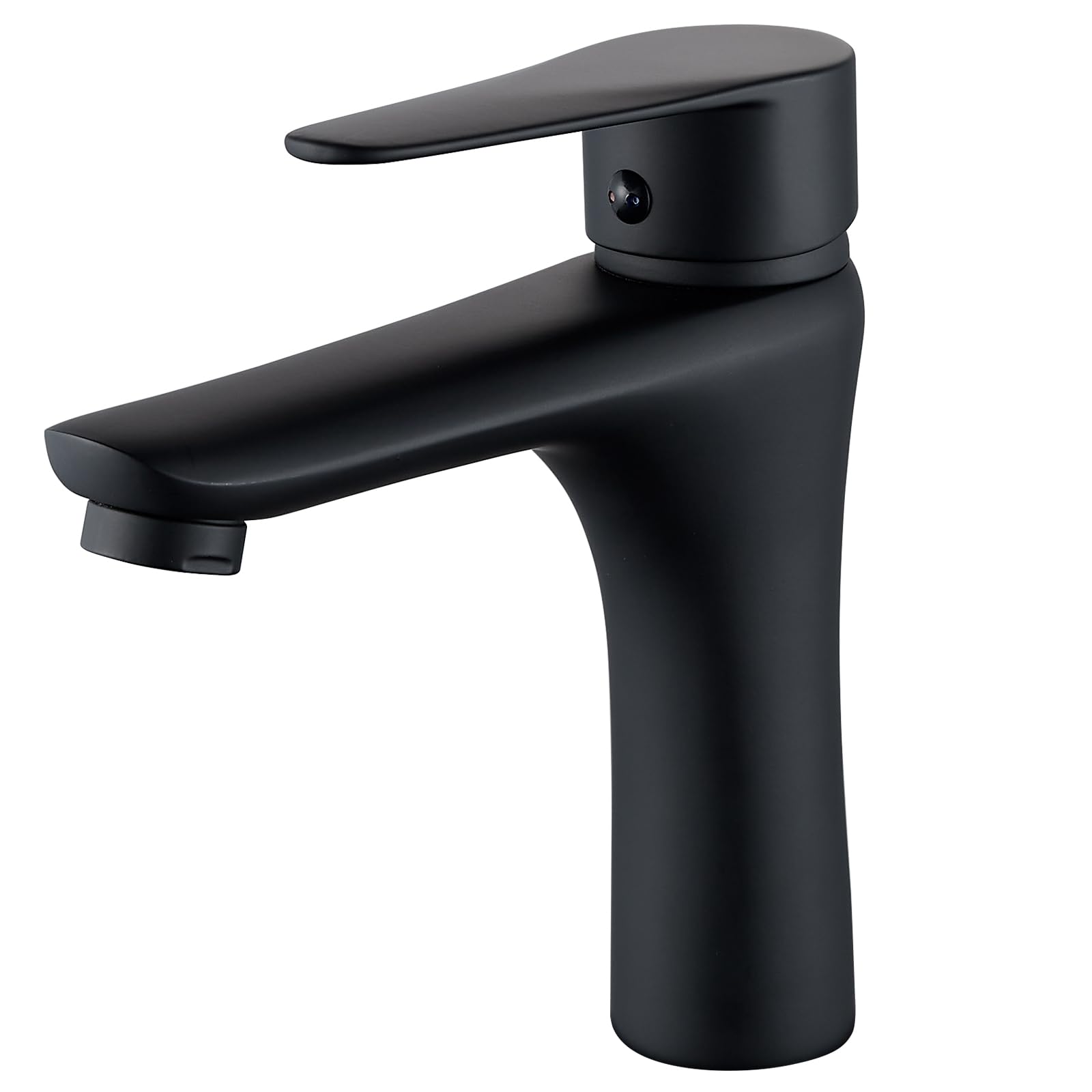 Black Basin Mixer Taps Single Handle Bathroom Sink Tap, Modern Monobloc Basin Taps Black Sink Taps for Bathroom with Hot&Cold Water Supply Lines, Brass