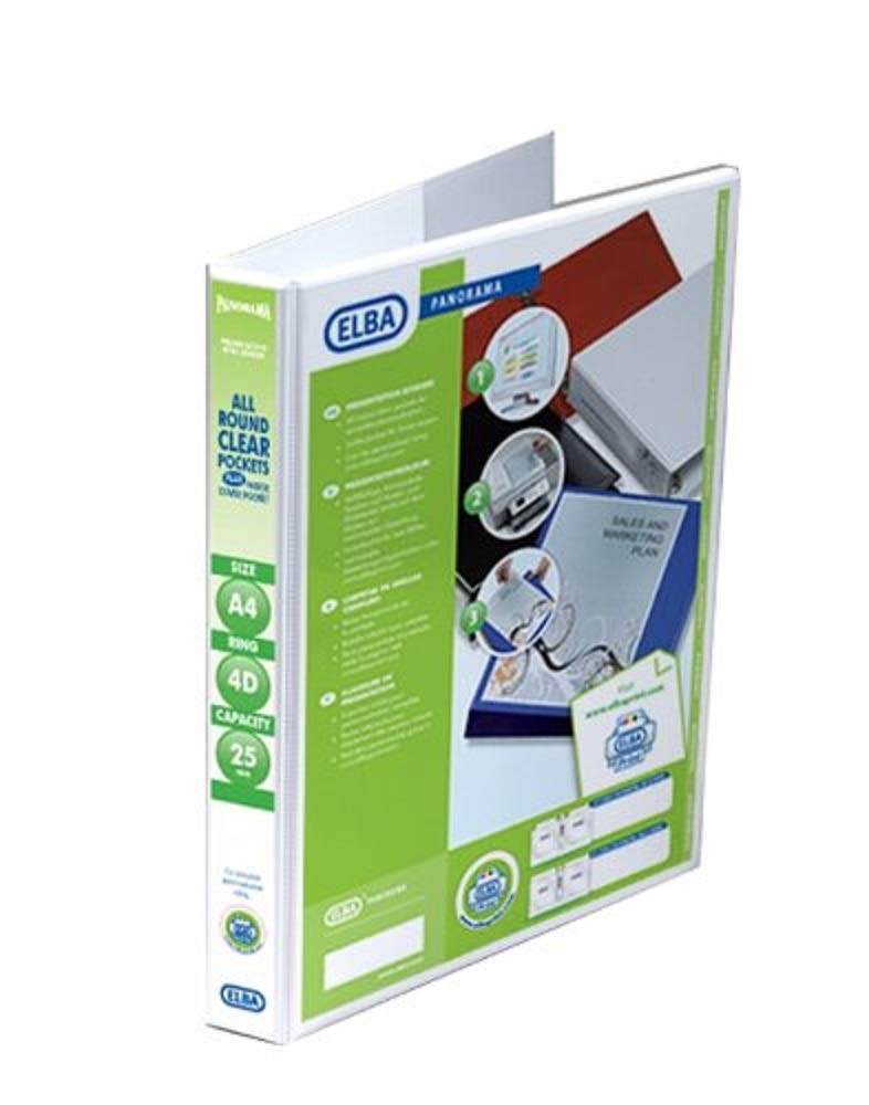 Emgee Presentation Ring Binder PVC 2 D-Ring 25mm Capacity A4 White Ref 560300 [Pack of 6]