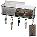 MyGift Modern Black Metal Walll Mounted Key Hook Organizer and Mail Holder, Entryway Hanging Wire Mesh Storage Basket with 5 Hooks