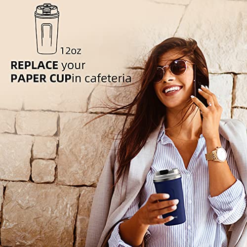 VeeFine Travel Coffee Mug 12oz Dishwasher Safe Coffee Travel Mug Flip