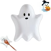 Ceramic Spoon Rest for Stove Top, Halloween Ghost Cute Spoon Rest for Kitchen Counter, Cooking Spoon Holder for Kitchen Counter, Utensil Rest Spatula Rest Ladle Holder Tong Rest (White)