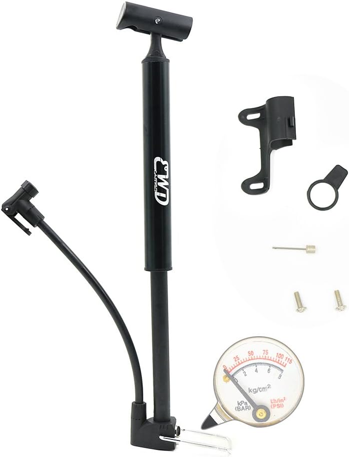 EASTWILD Mini Bike Pump with Pressure Gauge, Portable Bicycle Pump for Presta & Schrader Valve & Sports Ball, Aluminum Alloy Floor Pump for BMX, Mountain and Racing/Road Bikes