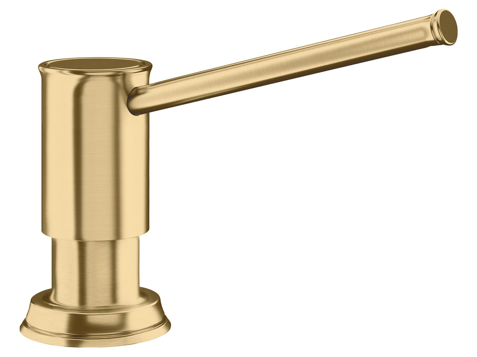 BLANCO Livia soap Dispenser in Satin Gold | Suitable for All BLANCO Kitchen Mixer taps | Convenient top Filling | Washing-up Liquid/soap Dispenser | 35 mm tap Hole | Bottle Volume 300 ml | Ø 4.5 cm]