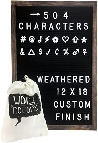 Letter Board | 504 1" Changeable Letters and Characters | Drawstring Canvas Pouch | Oak Wood Frame (12" x 18" Weathered Sanded)