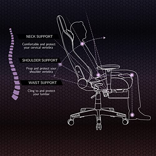 Ficmax Gaming Chair with Footrest Ergonomic PU Leather Computer Chair
