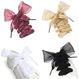 FadJollys Shoe Laces, 4 Pairs Soft Casual Flat Satin Ribbon Shoelaces for Women Girls Sneaker Shoestrings 4CM Wide