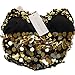 ZLTdream Belly Dance Chiffon Banadge Top with Chest Pad Hanging Bells and Coins Black