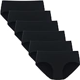 POPKOK Womens Underwear Soft Cotton Hipster Panties Mid Rise Briefs 6 Pack Regular and Plus Size