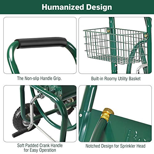 Giantex Garden Hose Reel Cart 4Wheel Lawn Watering Outdoor Heavy Duty