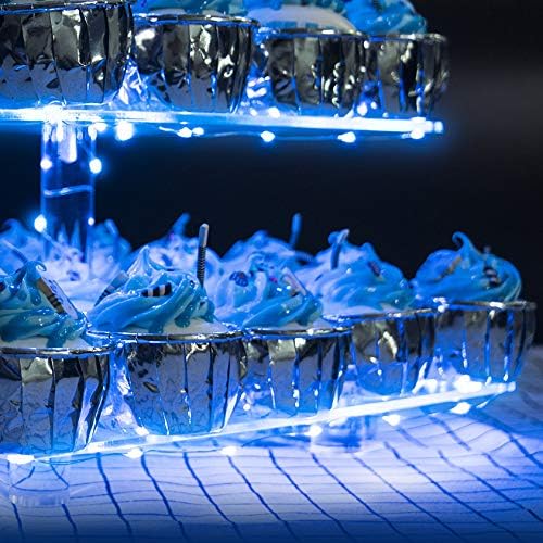 YestBuy 5 Tier Acrylic Cupcake Stand with LED Light for Birthday Parties and Events (Blue), 5 Tier Square - Image 4