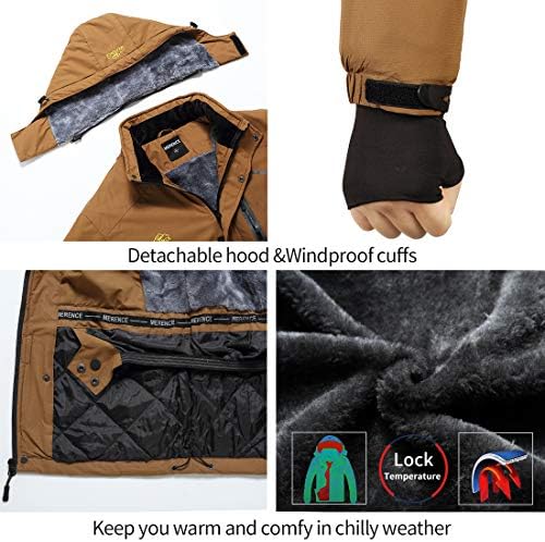 Black windproof winter jacket with inner heat materials, featuring a pocket.