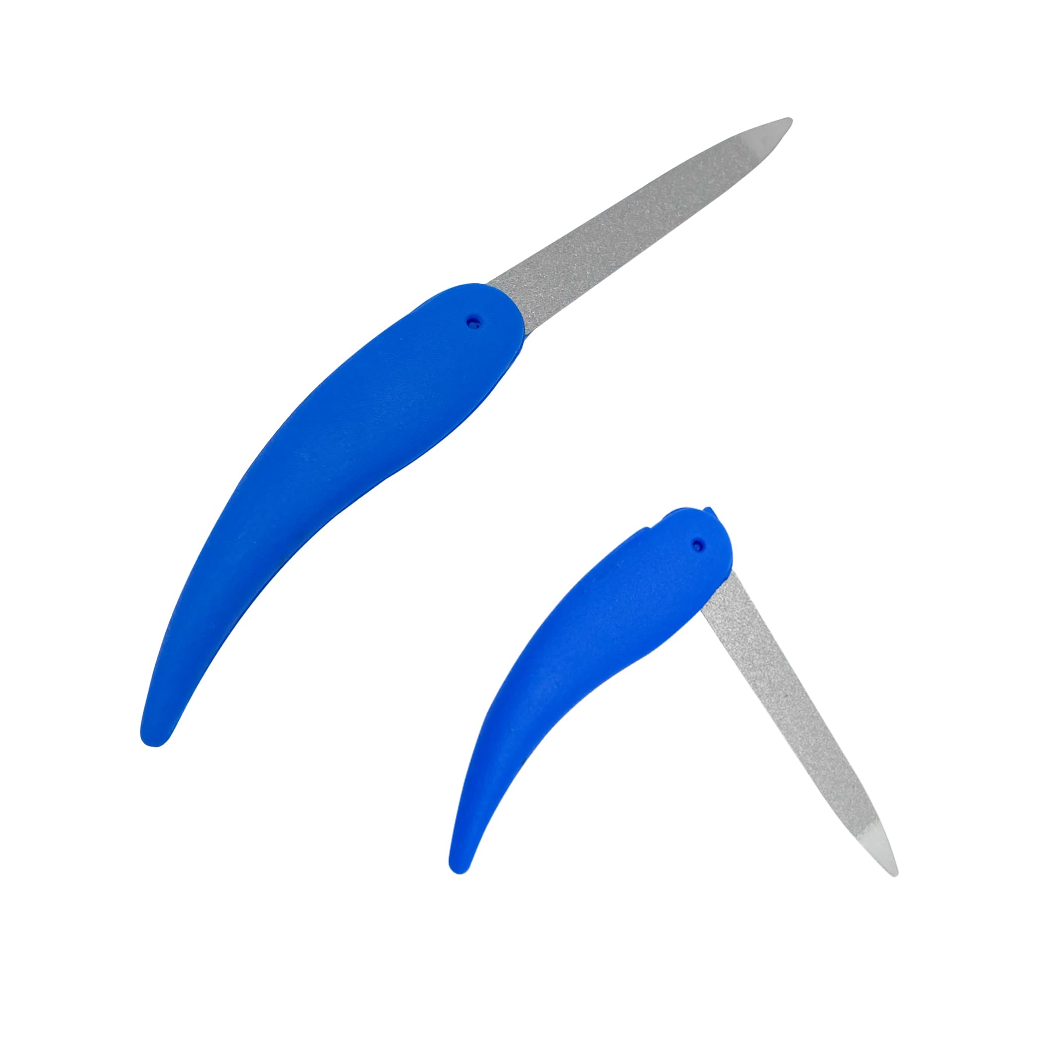 REMOS Sapphire Nail File - Folding Pocket Nail File Blue, Dual-Sided for Gel Nails, Acrylic Nails & Natural Nails - Compact, Hygienic & Ideal for Travel & Manicure - Length 7.5cm/13.5cm