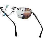 KISSOUL Progressive Photochromic Multifocal Rimless Reading Glasses Blue Light Blocking Sunglasses Transitional Reader UV400