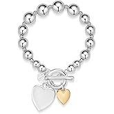 COBI Two Tone Bracelets for Women, 18K Gold & Sterling Silver Plated Bead Bracelet, Link & Tube Designs, Chunky Adjustable Bangles, Trendy Fashion Jewelry Gift