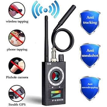 Anti Spy Detector, RF Detector & Camera Finder, Bug Detector, Upgraded RF Signal Detector, FEEKE GSM Tracking Device for Wireless Audio Bug Hidden Camera Detector (Black)
