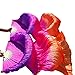 Nimiman women silk belly dance fan veils 180 * 90 cm purple rose orange
