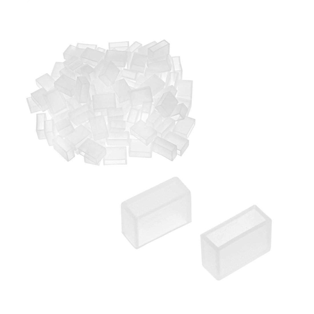 sourcing map 100pcs Silicone Plug Fit 5050 10mm Wide LED Tube Strip Light End Cap Cover White