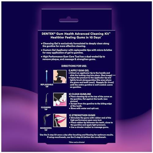 DENTEK GUM HEALTH ADVANCED CLEANING KIT, ORAL CARE HYGIENE KIT WITH GUM STIMULATOR TOOL & CLEANSER AND PLAQUE SCRAPER FOR TEETH, DENTAL TOOLS FOR CLEAN & HEALTHY GUMS