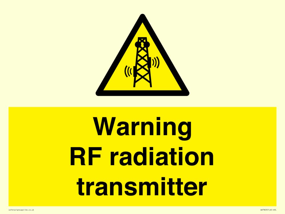 Warning RF radiation transmitter Sign - 400x300mm - A3L