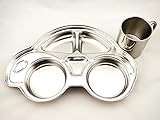FINEX Children's Stainless Car Set with Divided Platter and Double Wall Drinking Cup