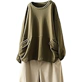 Minibee Women's Oversized Sweatshirt Crewneck Long Sleeve Cotton Pullover Tops with Pockets