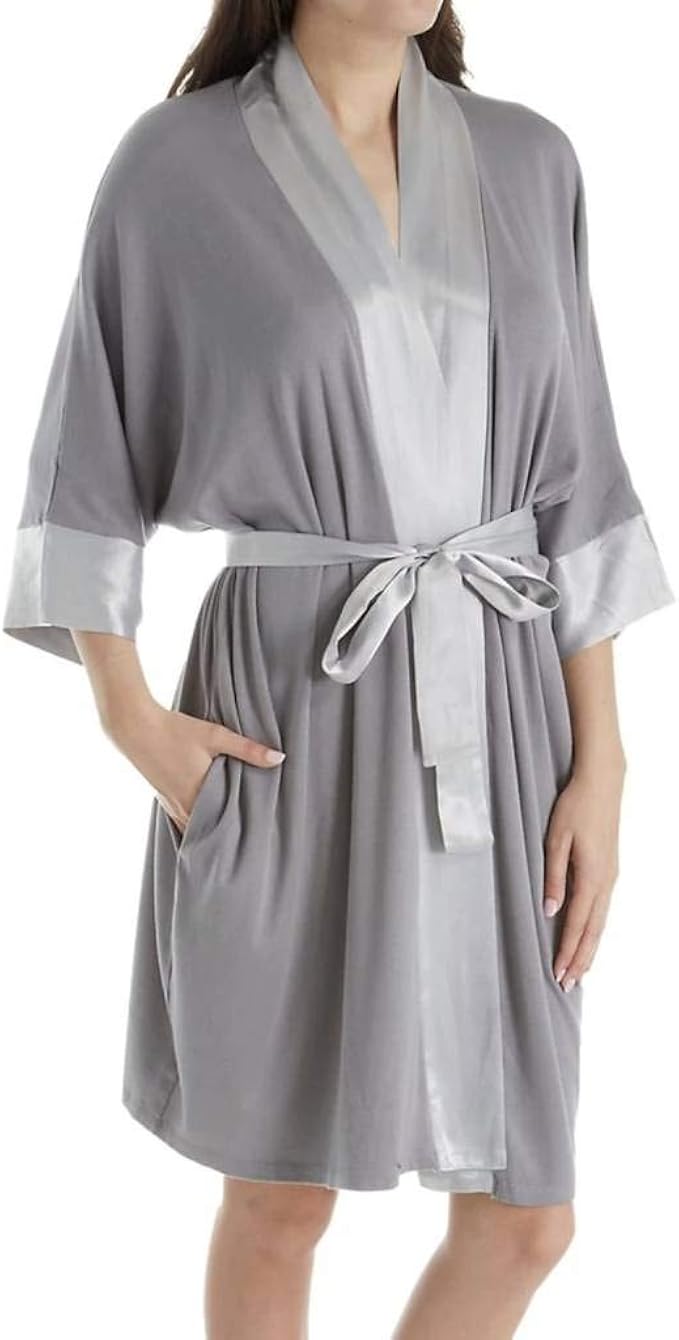 PJ Harlow Knit Robe with Pockets and Satin Trim Shala PJSR6RSIZED at