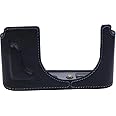 for Leica Q2 Case, BolinUS Handmade Genuine Real Leather Half Camera Case Bag Cover for Leica Q2 Bottom Opening Version + Hand Strap (Black)