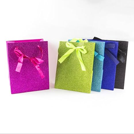 Amazon Co Jp Dollaritem ギフトバッグ グリッター スパークル ミディアムアストカラー 12個パック ギフト ラッピング 卸売 バルクパーティー用品 ギフト ラッピングボーイズ ホーム キッチン
