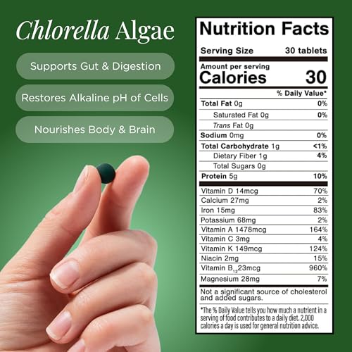 RECOVERYbits - Organic Chlorella Tablets - Plant-Based Algae Superfood - Chlorophyll - Cracked Cell Wall - Energy - Immune System - Detox - Keto - Vegan - Non-GMO - Large Bag - 1000 Tablets