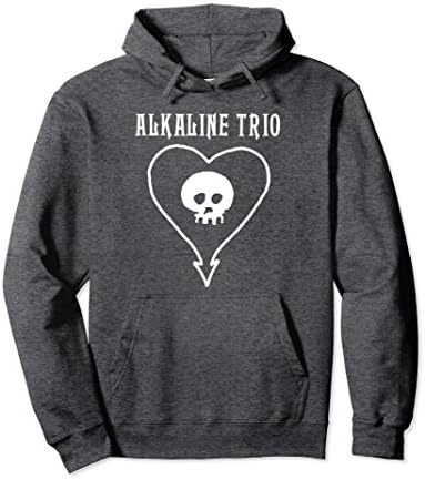 Unisex Alkaline Trio Classic Heartskull Hoodie - Official Merch Large Dark Heather