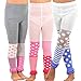 TeeHee Socks Little Girls Cute Comfy Thin Tights Footless 3 Pairs Stripe Polka Dot Ruffle Lacey Bottom Pink Heather Grey (6-8 Years)