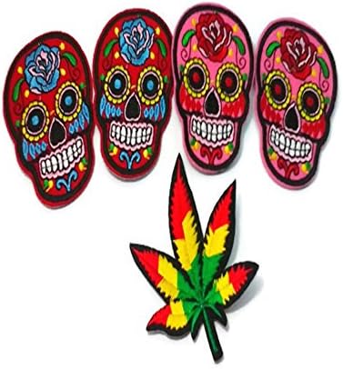 Skull Iron On Patches Set Team Fabric Embroidered Backpack Patches Team Jerseys Music contest irons easily Perfect for Jeans Jackets Vests Hats Etc