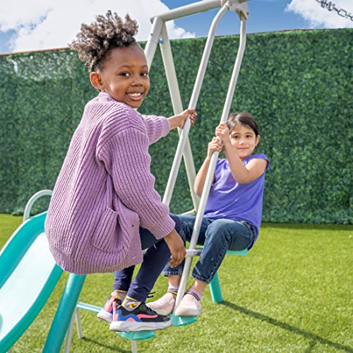 Sportspower MSC4510TL Arcadia Metal Swing Set with 5’ Slide, Trapeze