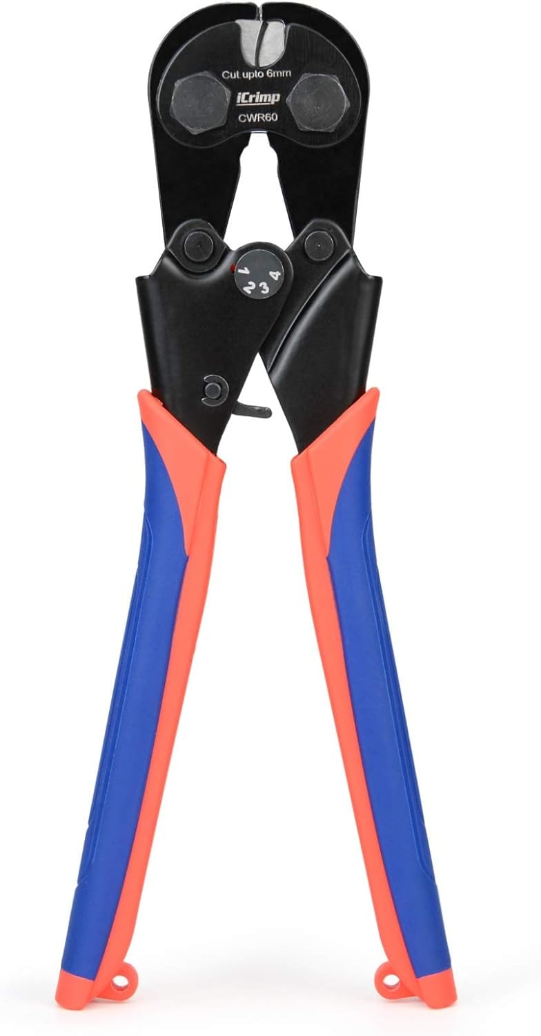 iCrimp Stainless Steel Cable Cutter, Cuts up to 6.0mm Wire Rope, Ideal for Aircraft Cable, Bicycle Brake Line, Cable Railing, Piano Wire, Copper and Aluminum Stranded Cables