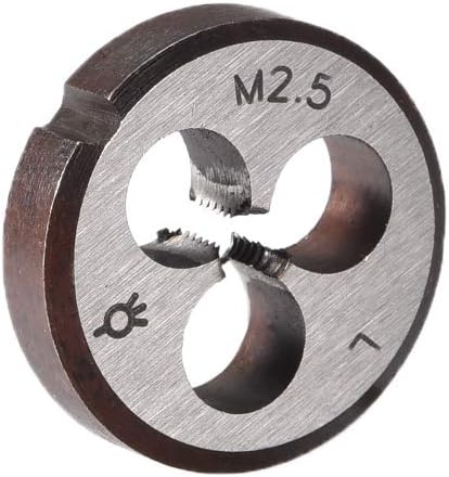 sourcing map M2.5 x 0.45 Metric Round Die, Machine Thread Left Hand Threading Die, Alloy Steel Screw Thread Cutting Die
