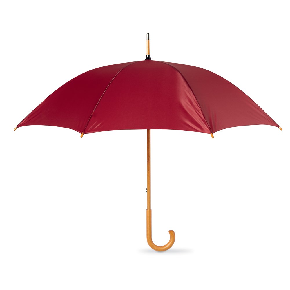 eBuyGB Wooden Crook Handle Large Umbrella Classic Manual Opening Rainproof for Men and Women Umbrella Windproof Strong - Burgundy 41.5 Inch / 105cm Span 90cm Length