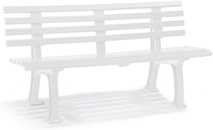 Banc D Exterieur En Plastique A 9 Lames Coloris Blanc Longueur 1500 Mm Banc Pour Parc Banc Pour Jardin Style Anglais Pvc Resistant Amazon Fr Jardin