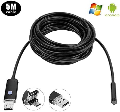 Android OTG Endoscope 2.0MP Camera Combo USB/Micro 8mm 5M Cable Professional Testing Tool for Android Mobile Phones / PC - Black