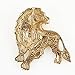 EVER FAITH Roaring King Lion Brown Austrian Crystal Brooch Gold-Tone
