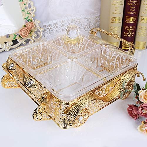 Sowhh フルーツトレイ ヨーロピアン合金 乾燥フルーツボックス フルーツプレート 密封キャンディッシュ 乾燥フルーツボックス