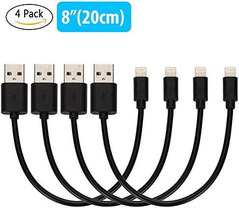 InkoTimes Short Lightning Cable 8 Inch for Apple Device [4 Pack] (Black)