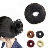 FESHFEN Scrunchy Scrunchie Hairpieces Elastic Messy Hair Bun Ponytail Hair Extensions Wig Drawstring-2# Darkest Brown