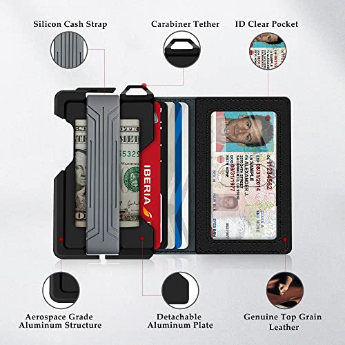 Tactical Minimalist Wallet for Men, Slim RFIDBlocking Metal Card