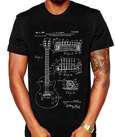 Gibson Les Paul Patent T Shirt Guitar Men Shirt Music Shirt Guitar Player Gift Electric Guitar (L)