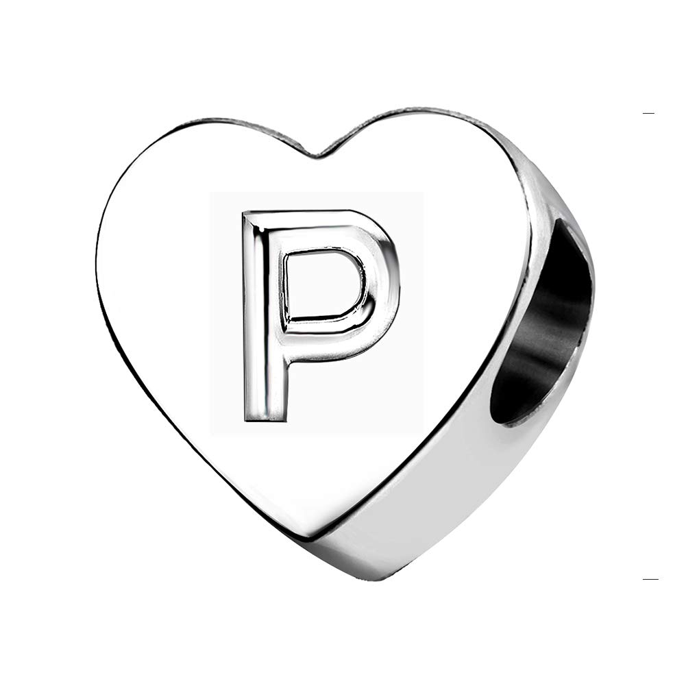KunBead Jewelry Letter P Initial Charms Love Heart Glass Mother and Son Mini Teacher Forever Friends Charms fit Bracelets