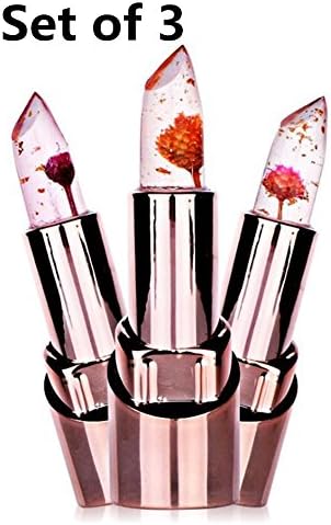 Flower Lipstick, Women Lipstick, Girl Lipstick, Jelly Lipstick with Flower Inside 3 Colors/ 4 Colors Gradation Lipstick for Make Up (Style E : 3 PCS)