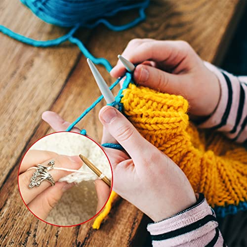 GYGYL 8 Pcs Adjustable Knitting Loop Crochet Loop Ring, Knitting Accessories, Hand-Made Silver-Plated Copper Rings, Faster Crocheting for Mother Grandma Thanksgiving Presents-Silver